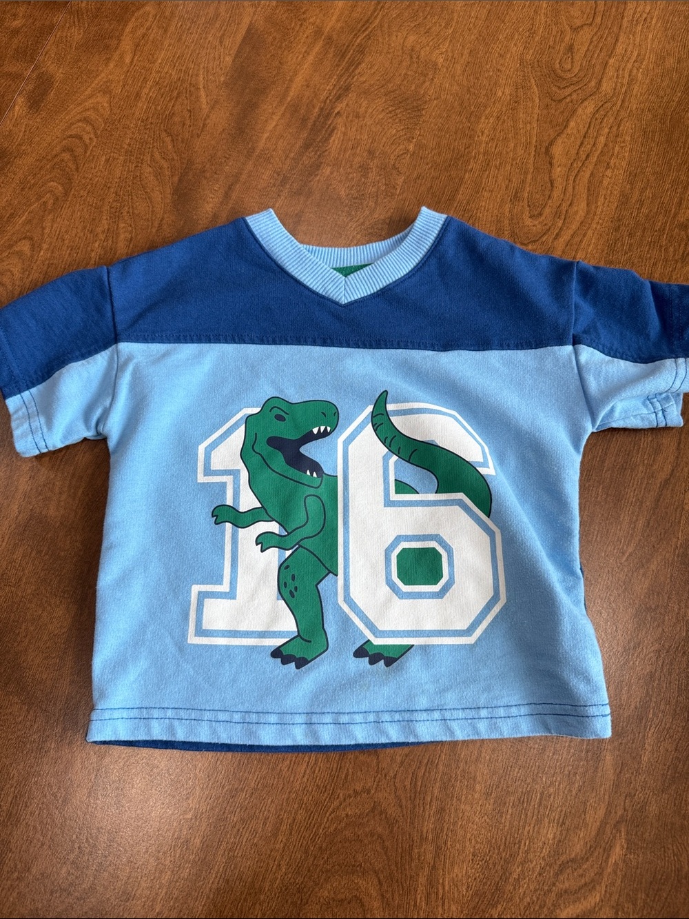 wonder nation Light Blue & Navy Dinosaur Number Tee